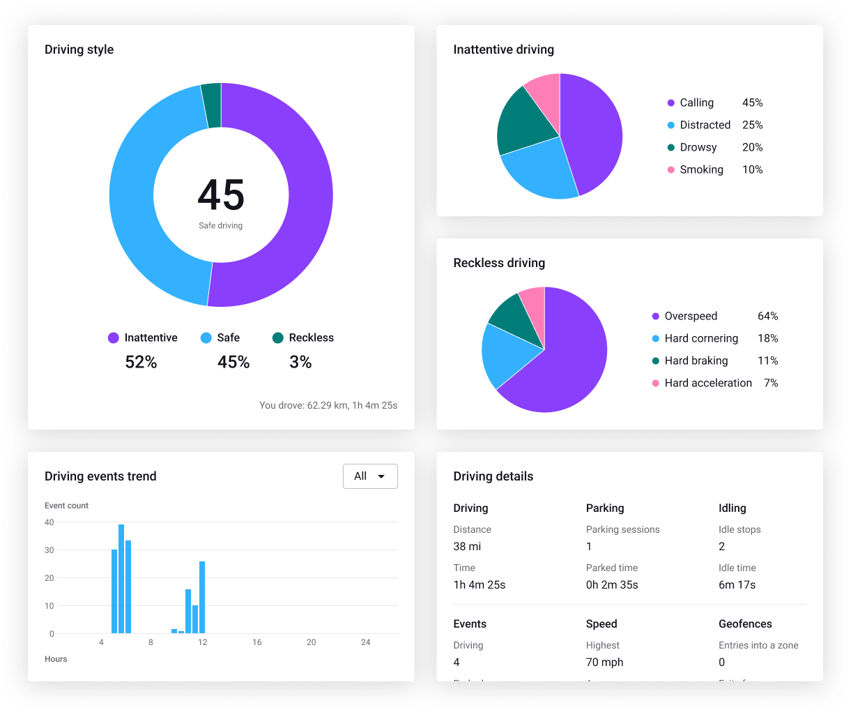 driving-report Fleet Tracking interfejs